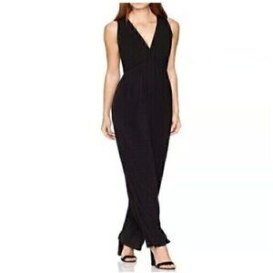 BCBGeneration Jumpsuit Womens Sz 2 Black Lace Sleeveless V-Neck with Pockets NEW